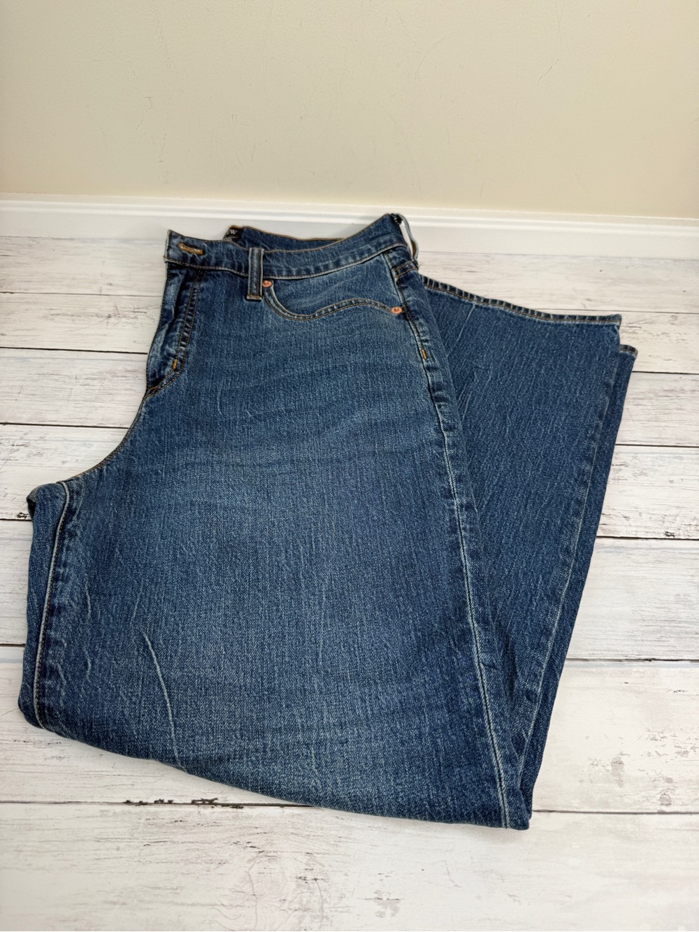 J. Crew Full Length Wide Leg blue jeans